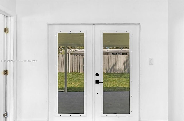 doorway to outside with french doors