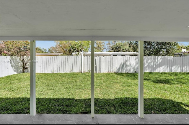view of yard featuring a fenced backyard