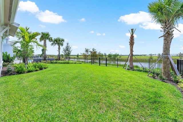 12618 Nautilus Cir, Palm Beach Gardens, FL 33412 - view of yard with a fenced backyard and a water view
