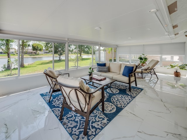 8540 Lake Cypress Rd, Lake Worth, FL 33467 - sunroom / solarium featuring a water view and outdoor lounge area