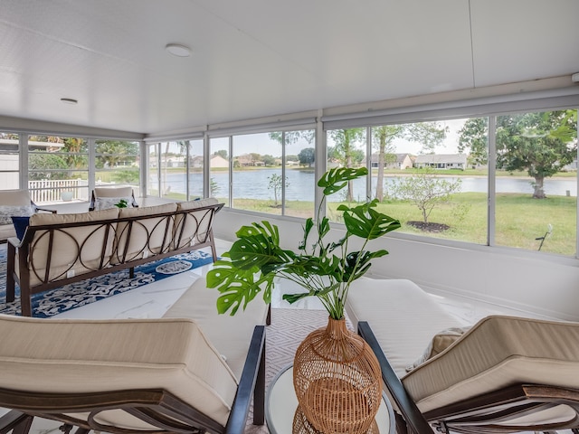 8540 Lake Cypress Rd, Lake Worth, FL 33467 - sunroom / solarium featuring a water view and an outdoor living space