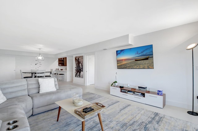 living area with baseboards