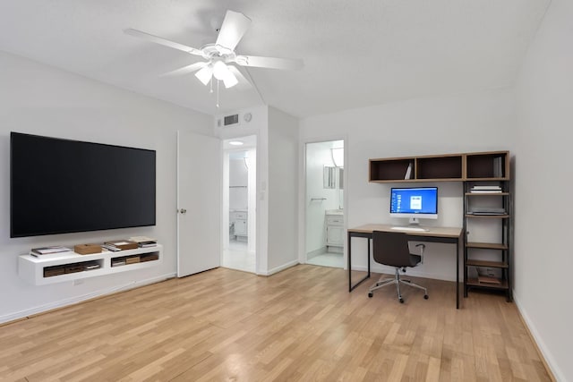 3034 Oakridge D 3034, Deerfield Beach, FL 33442 - office area with wood finished floors, ceiling fan, and baseboards