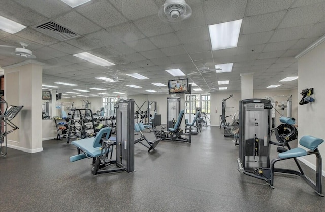 3034 Oakridge D 3034, Deerfield Beach, FL 33442 - exercise room with a drop ceiling and baseboards