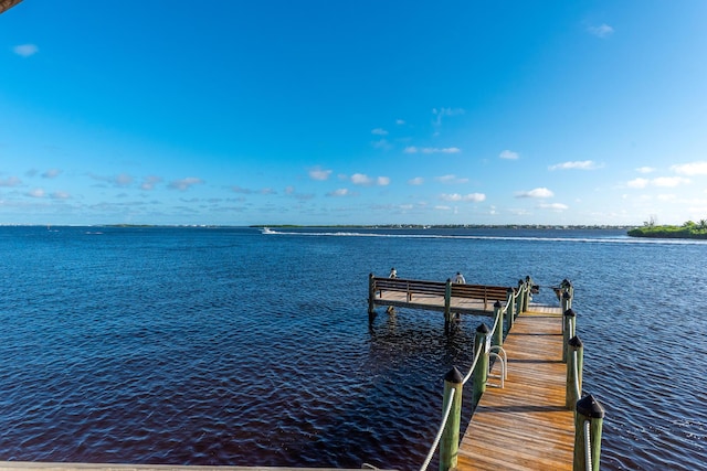 dock area featuring a water view