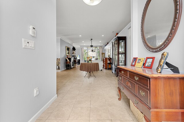 2111 Bellcrest Ct, Royal Palm Beach, FL 33411 - hall featuring light tile patterned floors, recessed lighting, and baseboards