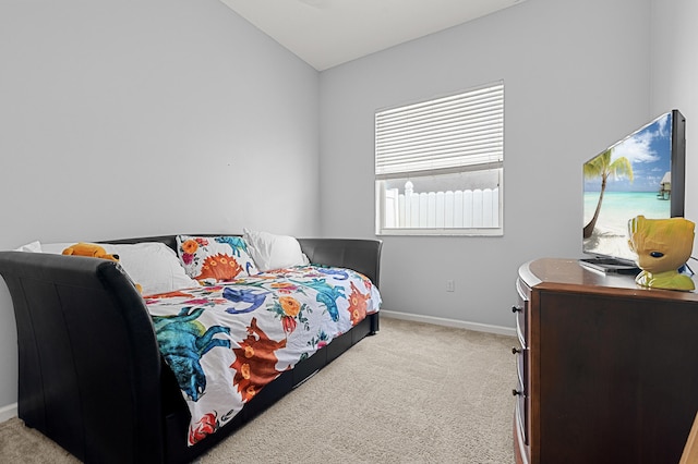 2111 Bellcrest Ct, Royal Palm Beach, FL 33411 - bedroom featuring light carpet, baseboards, and vaulted ceiling
