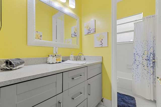 2111 Bellcrest Ct, Royal Palm Beach, FL 33411 - full bathroom with vanity and shower / bath combination with curtain