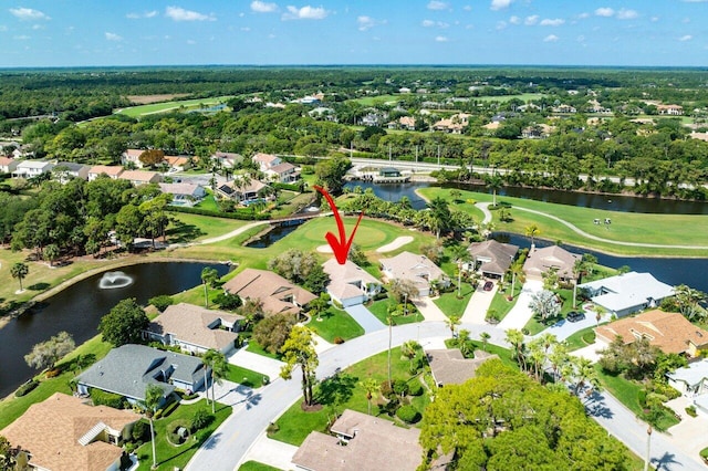 6878 Touchstone Cir, Palm Beach Gardens, FL 33418 - drone / aerial view featuring a water view, a residential view, and view of golf course