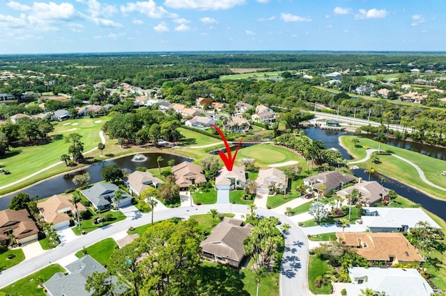 6878 Touchstone Cir, Palm Beach Gardens, FL 33418 - aerial view featuring a water view, a residential view, and view of golf course