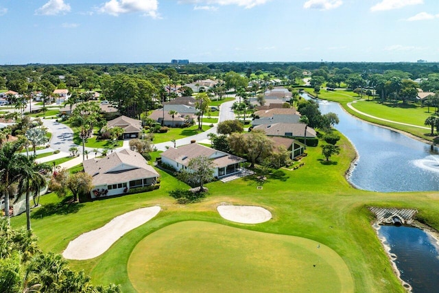 6878 Touchstone Cir, Palm Beach Gardens, FL 33418 - bird's eye view with view of golf course, a water view, and a residential view