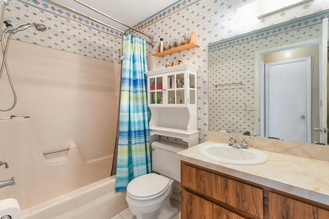 431 Jupiter Lakes Blvd Unit 2113C, Jupiter, FL 33458 - bathroom featuring vanity, toilet, wallpapered walls, and shower / tub combo