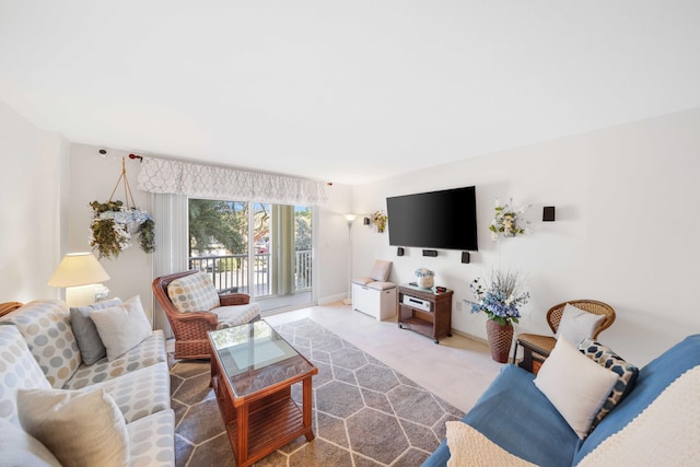 living room featuring baseboards