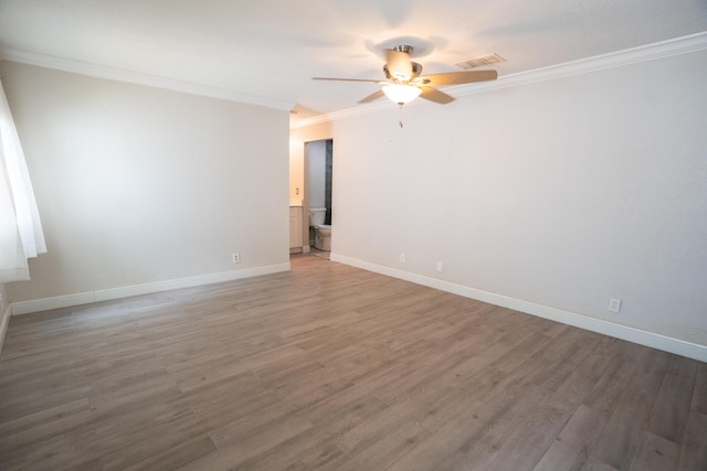 5740 Teakwood Rd, Lake Worth, FL 33467 - unfurnished room with light wood-type flooring, ornamental molding, baseboards, and a ceiling fan
