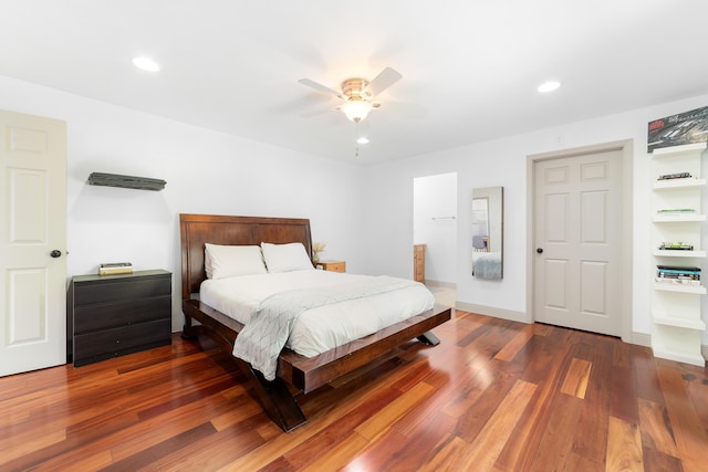 2869 SW 13th Ct, Fort Lauderdale, FL 33312 - bedroom featuring wood finished floors, recessed lighting, and a ceiling fan