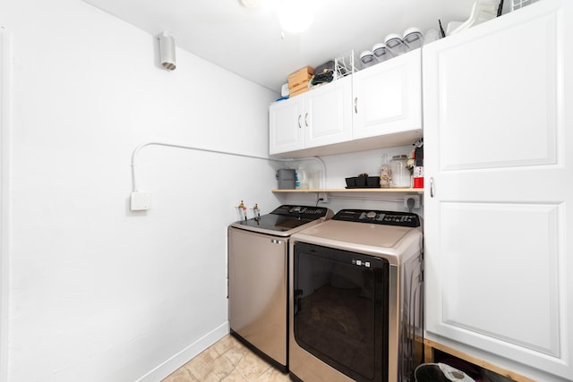 2869 SW 13th Ct, Fort Lauderdale, FL 33312 - laundry room with cabinet space, washing machine and dryer, and baseboards
