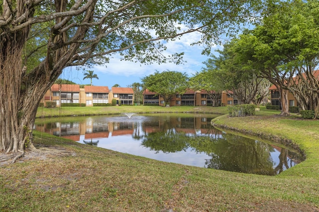 view of water feature with a residential view