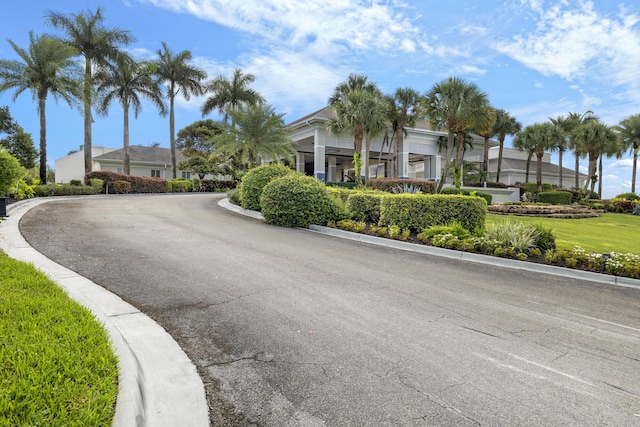 view of street featuring curbs