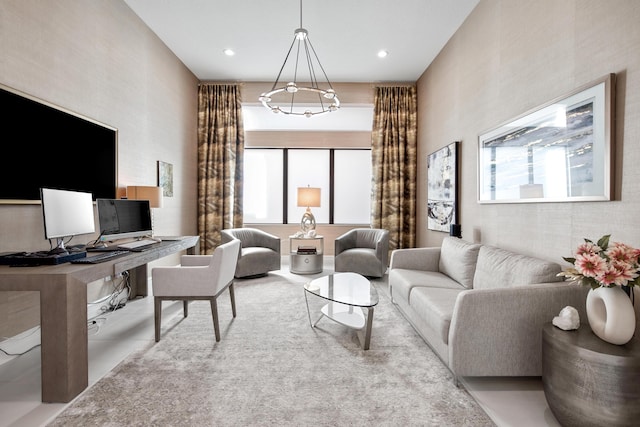 living area featuring recessed lighting