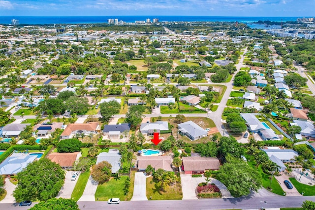 1505 Kingsley Rd, Jupiter, FL 33469 - aerial view of property and surrounding area featuring a large body of water and nearby suburban area