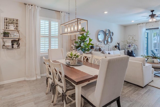 348 SE Courances Dr, Port Saint Lucie, FL 34984 - dining space featuring light wood-type flooring, ceiling fan, and recessed lighting