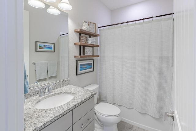 348 SE Courances Dr, Port Saint Lucie, FL 34984 - full bathroom with vanity and shower / tub combo with curtain