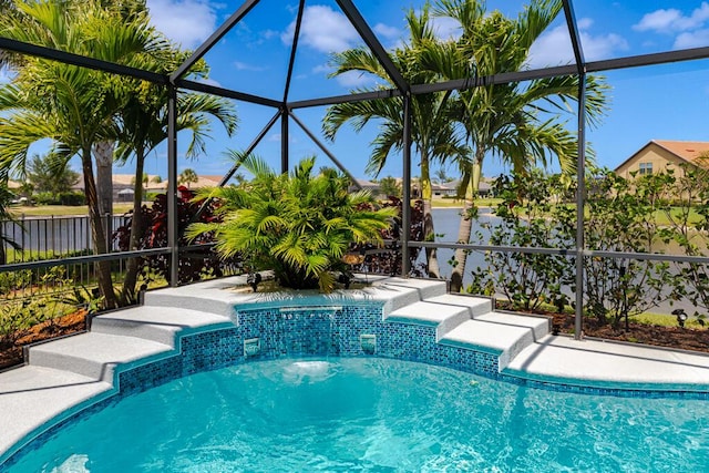 348 SE Courances Dr, Port Saint Lucie, FL 34984 - view of swimming pool with a lanai