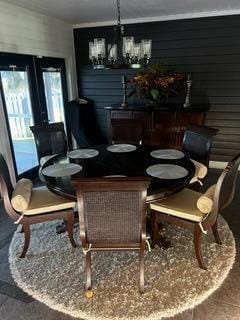 dining area with a chandelier