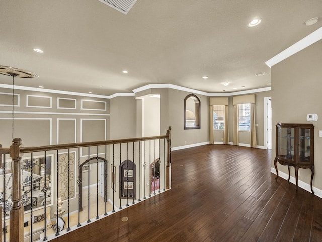 17384 Vistancia Cir, Boca Raton, FL 33496 - hallway with crown molding, recessed lighting, and hardwood / wood-style flooring