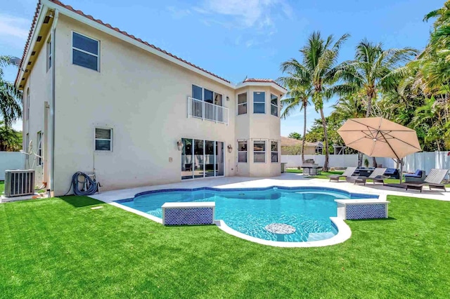 view of pool featuring a patio area and cooling unit