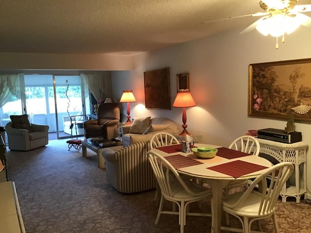 1905 NW 18th St Unit 101, Delray Beach, FL 33445 - carpeted dining area featuring a ceiling fan and a textured ceiling