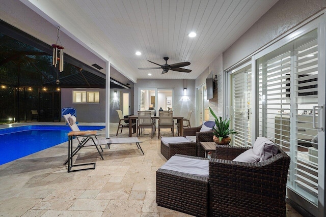 21786 Banyanwood Rd, Boca Raton, FL 33433 - exterior space featuring outdoor dining space, a ceiling fan, and a patio