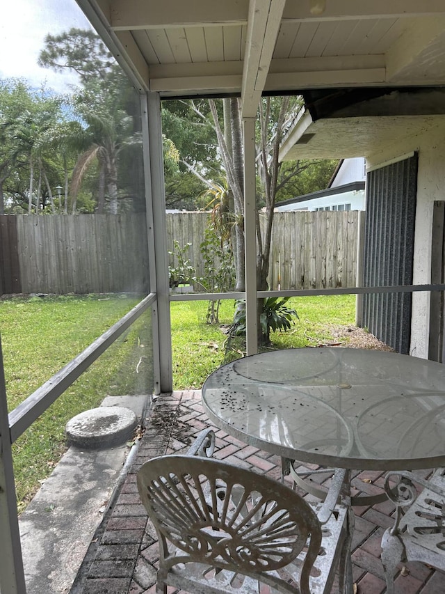 view of patio / terrace featuring outdoor dining area and a fenced backyard