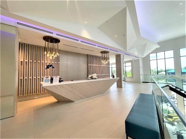 reception with a chandelier