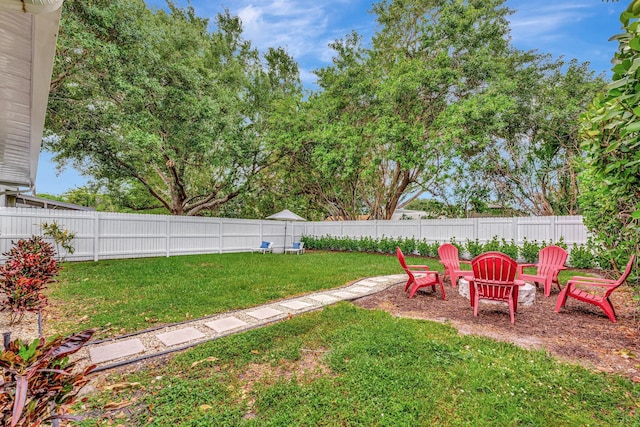 view of yard featuring a fenced backyard