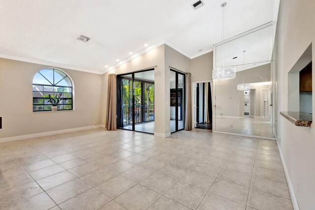5439 Verona Dr Unit P, Boynton Beach, FL 33437 - spare room with light tile patterned floors, ornamental molding, baseboards, and recessed lighting