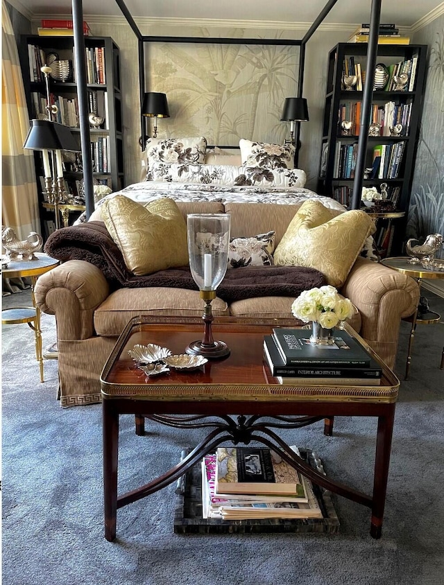 434 Chilean Ave Unit 2B, Palm Beach, FL 33480 - carpeted living room with ornamental molding