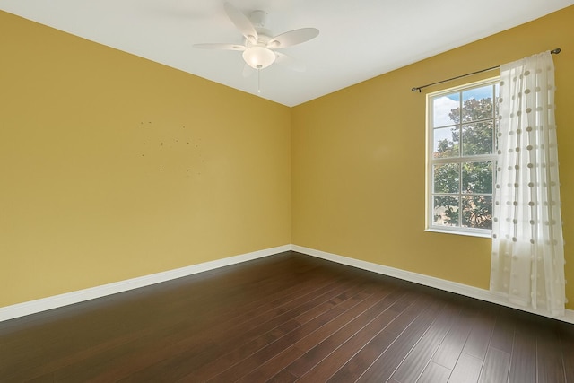 21504 Halstead Dr, Boca Raton, FL 33428 - unfurnished room with baseboards, a ceiling fan, and dark wood-style floors
