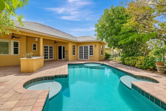 21504 Halstead Dr, Boca Raton, FL 33428 - view of pool featuring french doors, a ceiling fan, and a patio area