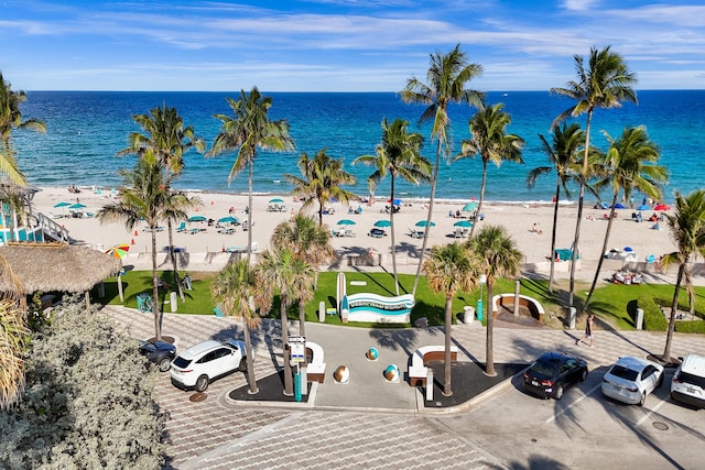 property view of water with a beach view