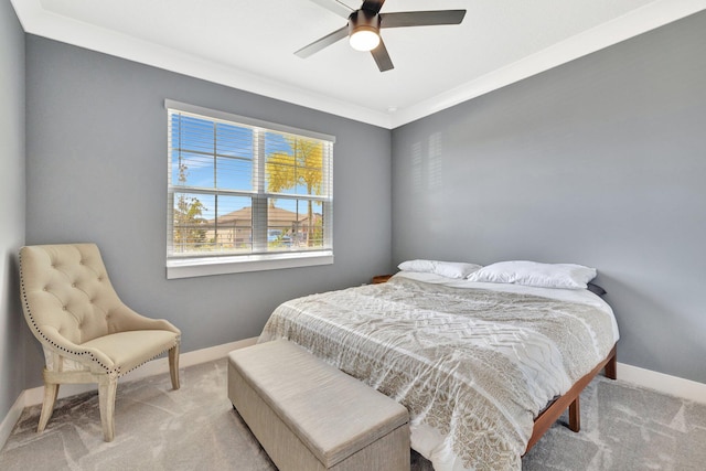 6449 NW Castlebrook Ave, Port Saint Lucie, FL 34983 - bedroom with baseboards, a ceiling fan, and light colored carpet