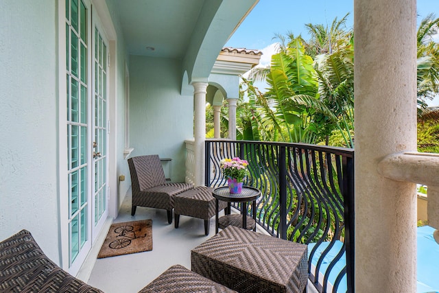 balcony with french doors