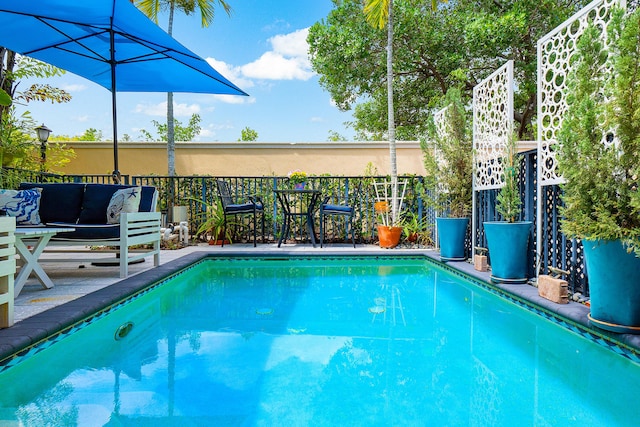 view of pool featuring a fenced in pool
