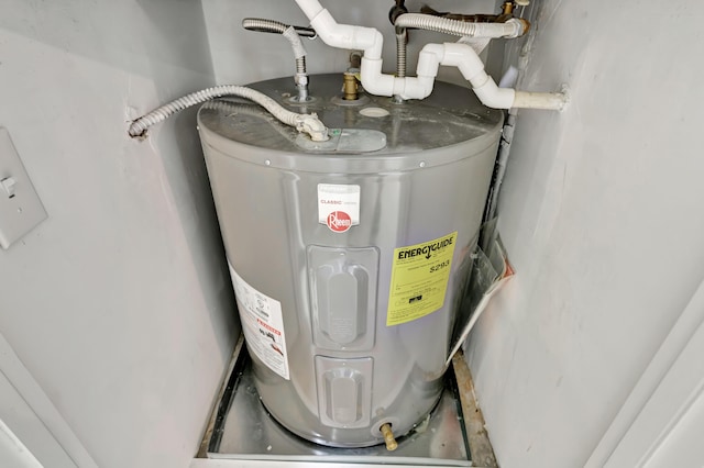 utility room with electric water heater