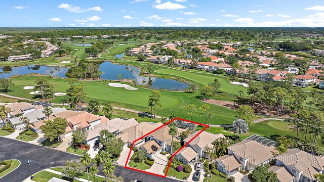 149 Eagleton Ct, Palm Beach Gardens, FL 33418 - aerial view of residential area featuring property parcel outlined, a large body of water, and a local golf course