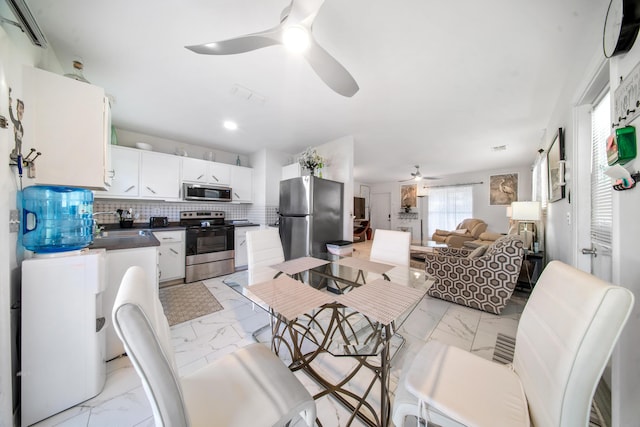 155 N Riomar Dr N, Port Saint Lucie, FL 34952 - interior space featuring visible vents, ceiling fan, recessed lighting, and marble finish floor
