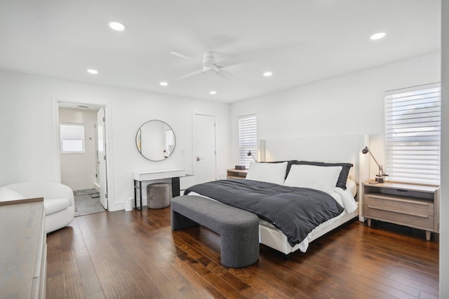 21830 Banyanwood Rd, Boca Raton, FL 33433 - bedroom with ceiling fan, wood-type flooring, multiple windows, and recessed lighting