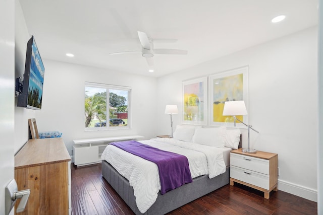 21830 Banyanwood Rd, Boca Raton, FL 33433 - bedroom featuring dark wood-type flooring, ceiling fan, baseboards, and recessed lighting