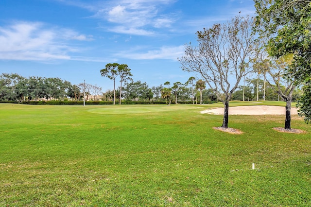 surrounding community with a lawn and golf course view