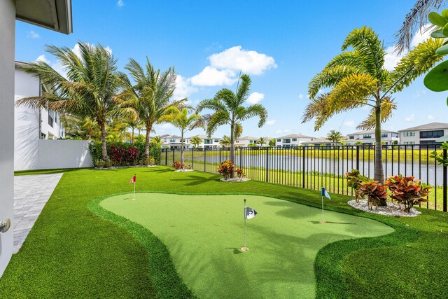 17076 Rainbow Falls Trl, Boca Raton, FL 33496 - view of property's community featuring a residential view, a water view, an area to practice putting, and golf course view